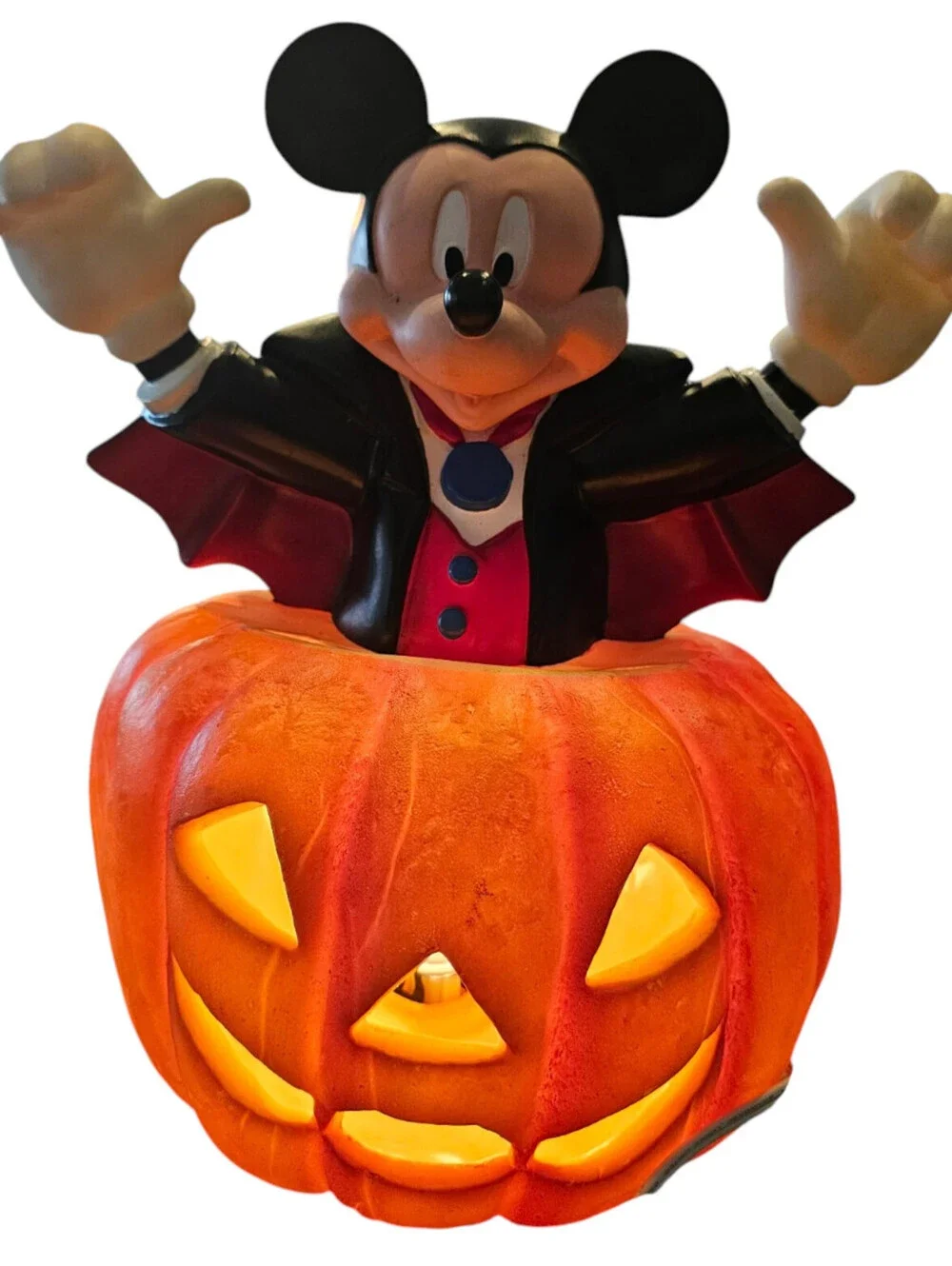 VINTAGE 1996 DISNEY VAMPIRE DRACULA MICKEY MOUSE PUMPKIN JACK-O-LANTERN LIGHTED